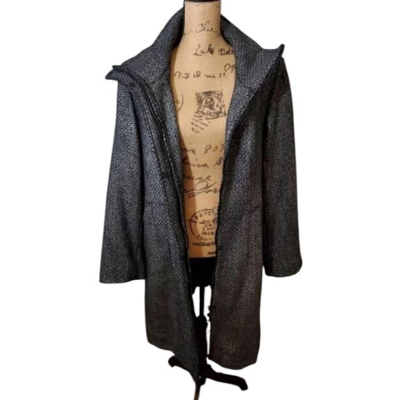 Calvin klein black and metallic tweed wool blend walking coat plus size 14 New - Picture 3 of 7